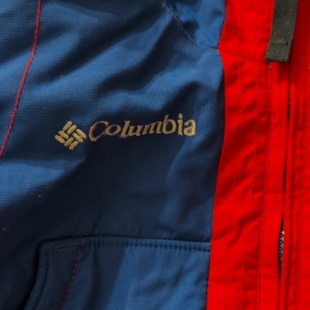 Columbia Vintage Looking Blue & Red Hooded Full Zip Winter Coat Size 12 Months